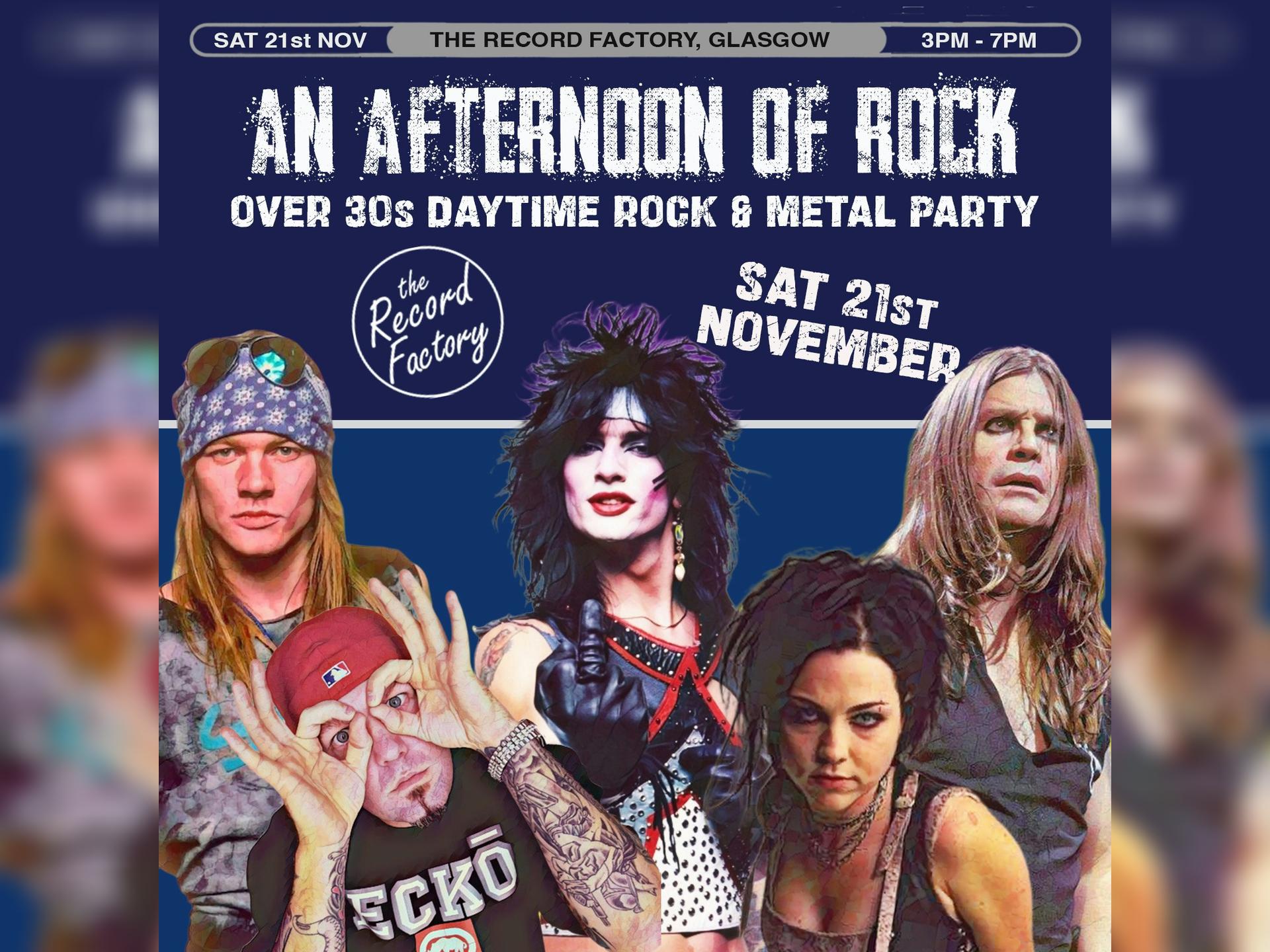 Afternoon of Rock: Glasgow (Over 30s Only) 3pm-7pm