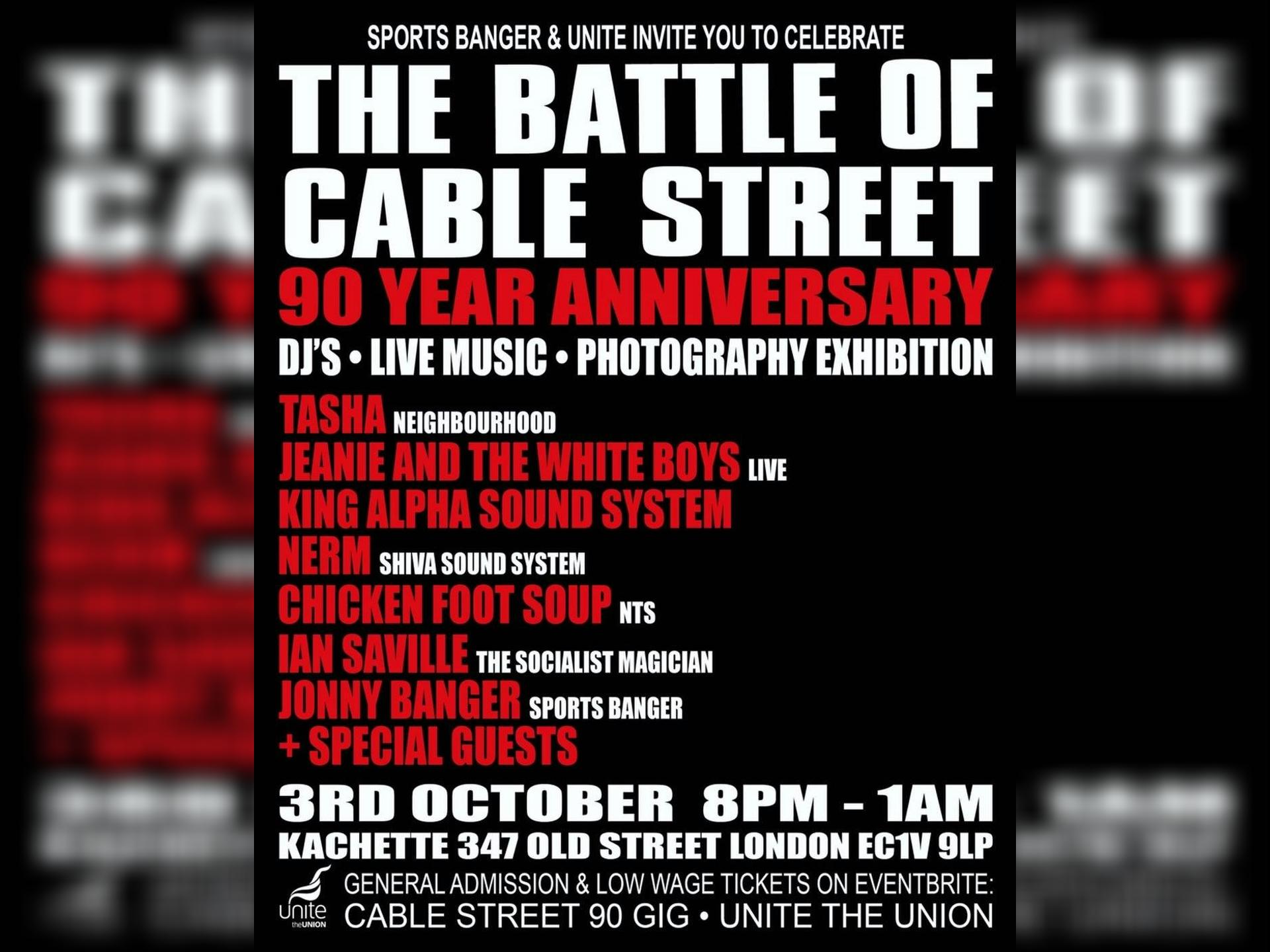 Cable Street 90 Gig Sportsbanger & King Alpha