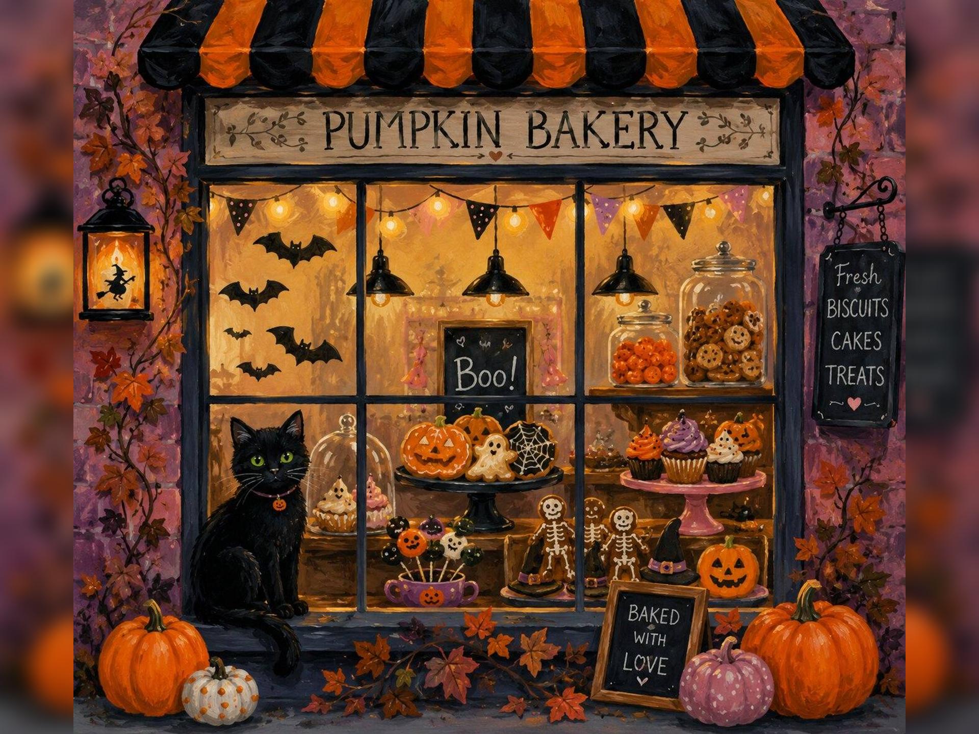 Pumpkin Bakery Window Canvas Painting Workshop