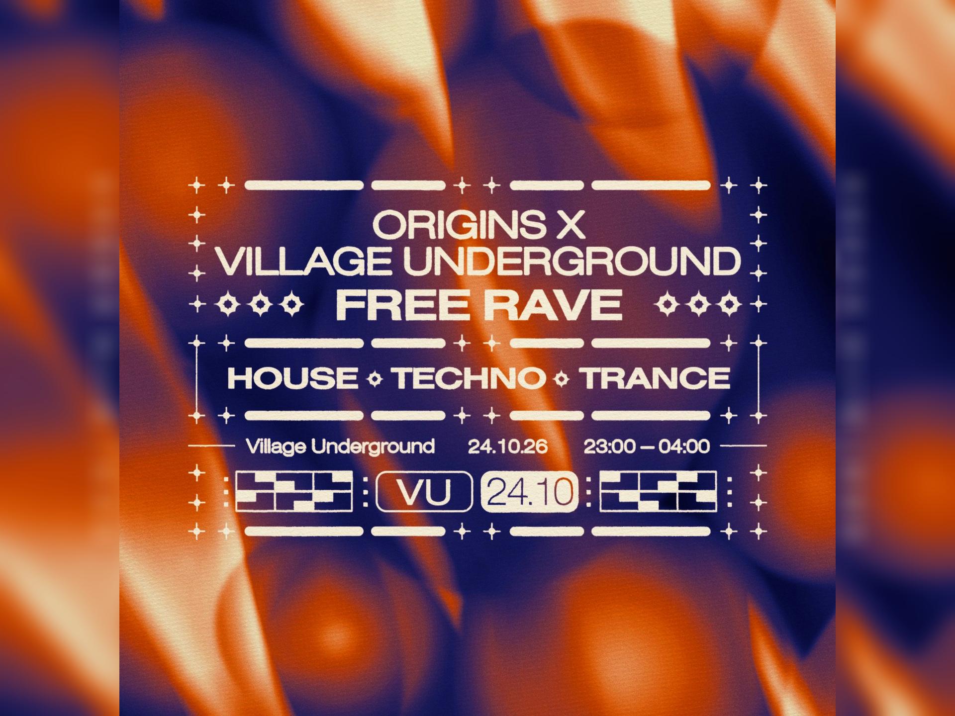 Origins X Vu Free Party: House Techno Trance