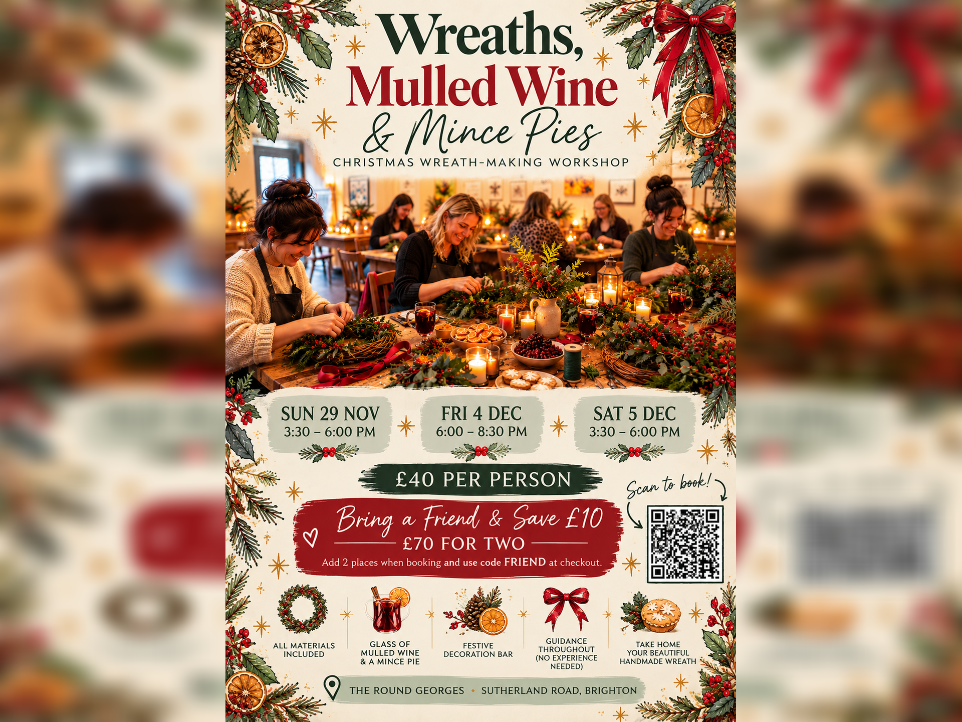 Wreaths, Mulled Wine & Mince Pies