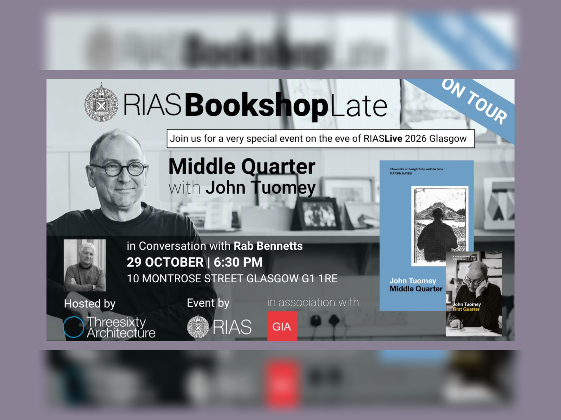 BookshopLATE: John Tuomey in Conversation with Rab Bennetts